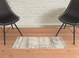 2' x 3' Ivory Striped Power Loom Area Rug