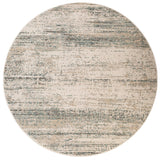 8' Ivory Round Striped Power Loom Area Rug
