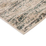 8' Ivory Round Striped Power Loom Area Rug