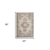 9' x 12' Ivory Striped Power Loom Area Rug