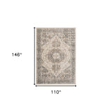8' Beige Round Medallion Power Loom Area Rug
