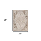 9' x 12' Beige Medallion Power Loom Area Rug