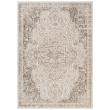 8' Cream Round Medallion Power Loom Area Rug