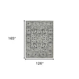 10' x 14' Gray Floral Power Loom Area Rug