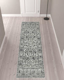 10' Gray Floral Power Loom Runner Rug