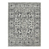 9' x 12' Gray Floral Power Loom Area Rug With Fringe