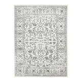 10' x 14' Light Gray Floral Power Loom Area Rug With Fringe