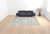 9' x 12' Light Gray Floral Power Loom Area Rug With Fringe