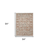 8' x 10' Orange Floral Power Loom Area Rug With Fringe