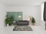 5' x 7' Teal Blue Oriental Power Loom Area Rug With Fringe