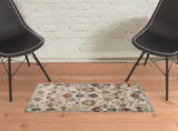 2' x 3' Beige Oriental Power Loom Area Rug