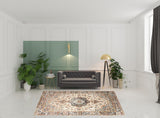 8' x 10' Orange and Ivory Medallion Power Loom Area Rug