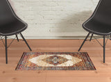 2' x 3' Red Medallion Power Loom Area Rug