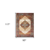 5' x 7' Red Medallion Power Loom Area Rug