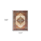 8' x 10' Red Medallion Power Loom Area Rug