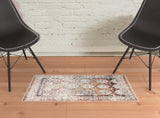 2' x 3' Beige Floral Medallion Power Loom Area Rug