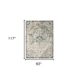 5' x 8' Beige and Blue Medallion Power Loom Area Rug