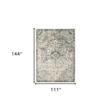 8' x 10' Beige and Blue Medallion Power Loom Area Rug