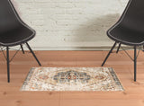 2' x 3' Gold Medallion Power Loom Area Rug