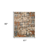 9' x 12' Orange Abstract Power Loom Area Rug