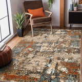5' x 7' Orange Abstract Power Loom Area Rug