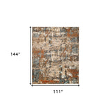 5' x 7' Orange Abstract Power Loom Area Rug