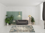 8' x 10' Blue Abstract Power Loom Area Rug
