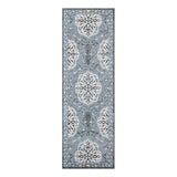 2' X 6' Gray and Blue Medallion Power Loom Runner Rug