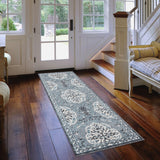 10' Blue Medallion Power Loom Runner Rug