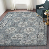 9' x 12' Blue Medallion Power Loom Area Rug