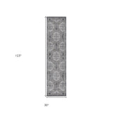 10' Brown Medallion Power Loom Runner Rug