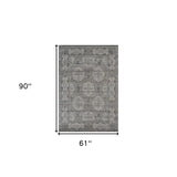 5' x 7' Brown Medallion Power Loom Area Rug