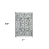 5' x 7' Light Blue Floral Power Loom Area Rug