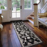 2' X 6' Brown and Black Oriental Power Loom Runner Rug