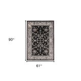10' Black Floral Power Loom Runner Rug