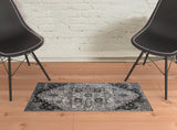 2' x 3' Gray Medallion Power Loom Area Rug