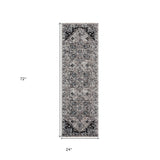 2' x 3' Gray Medallion Power Loom Area Rug