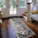 2' X 6' Gray Medallion Power Loom Runner Rug