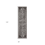 2' X 6' Gray Medallion Power Loom Runner Rug