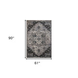 10' Gray Medallion Power Loom Runner Rug