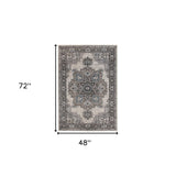 9' x 12' Gray Medallion Power Loom Area Rug