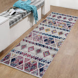 2' X 6' Ivory Geometric Power Loom Runner Rug