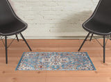 2' x 3' Blue and Orange Medallion Power Loom Area Rug