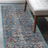 2' x 3' Blue and Orange Medallion Power Loom Area Rug