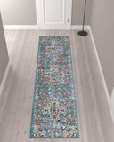 10' Blue Medallion Power Loom Runner Rug