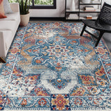 5' x 7' Orange Medallion Power Loom Area Rug