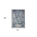 5' x 7' Gray Medallion Power Loom Area Rug