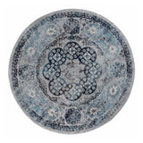 6' Gray Round Medallion Power Loom Area Rug