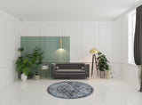 6' Gray Round Medallion Power Loom Area Rug