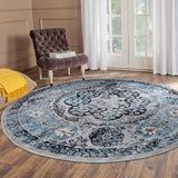 6' Gray Round Medallion Power Loom Area Rug